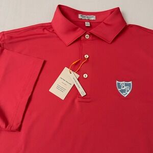 Peter Millar Men's Large Coral Summer Comfort Golf Polo Shirt BB Eagle Logo NWT